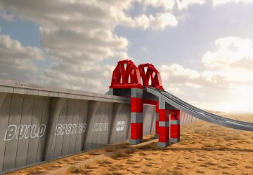 LEGO creative poster - bridge Mexico USA border